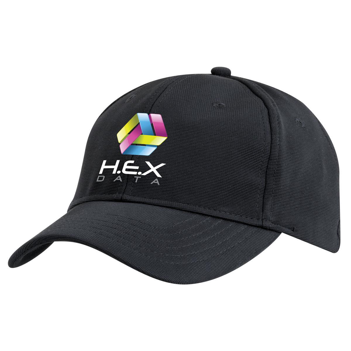 A black cap featuring a logo on the front. The cap has a curved brim and a classic design. Onefit Ottoman Cap - Image 1