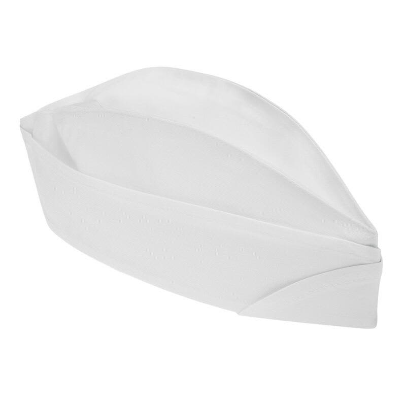 A white chef hat, featuring a folded design. The product includes two hats and has a branding logo. Bustina Chef Hat (2 pack) - Image 1