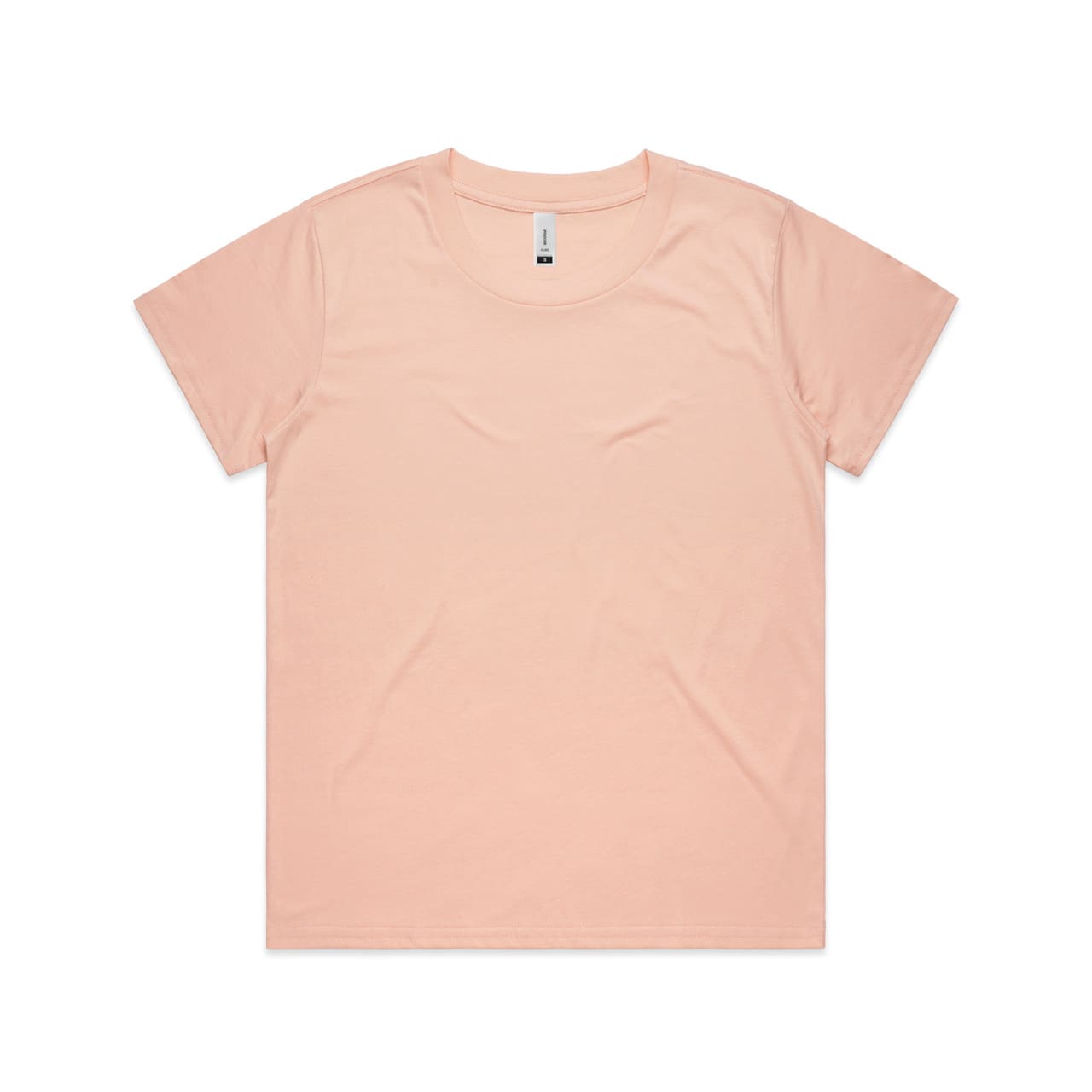A light pink t-shirt with a classic crew neck and short sleeves, featuring a logo on the tag. Wo's Cube Tee - Image 1