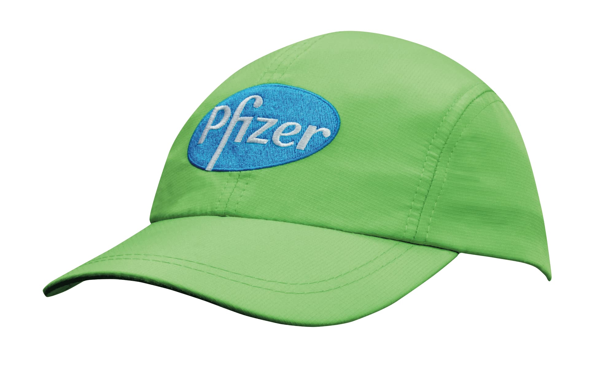 A green cap with a blue logo. The cap features a curved peak and a breathable design. Sports Ripstop with Towelling Sweatband - Image 1