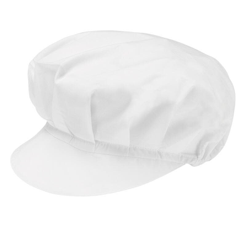 A white cap with a rounded top and a small brim, featuring a gathered design and a logo. Monello Cap (2 pack) - Image 1