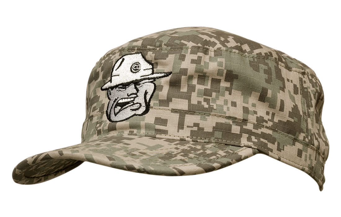 A military cap in digital camouflage pattern, featuring a logo on the front and a curved brim. Ripstop Digital Camouflage Military Cap - Image 1