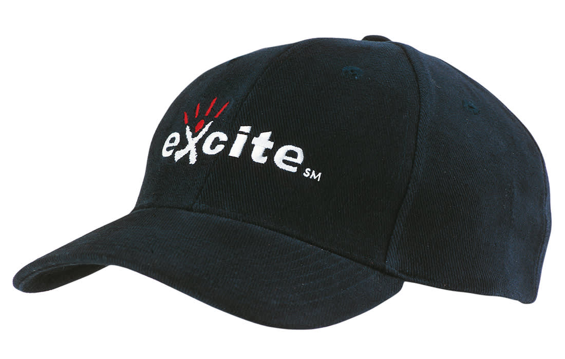 A black cap with a curved brim and an embroidered logo on the front. Premium Brushed Heavy Cotton - Image 1