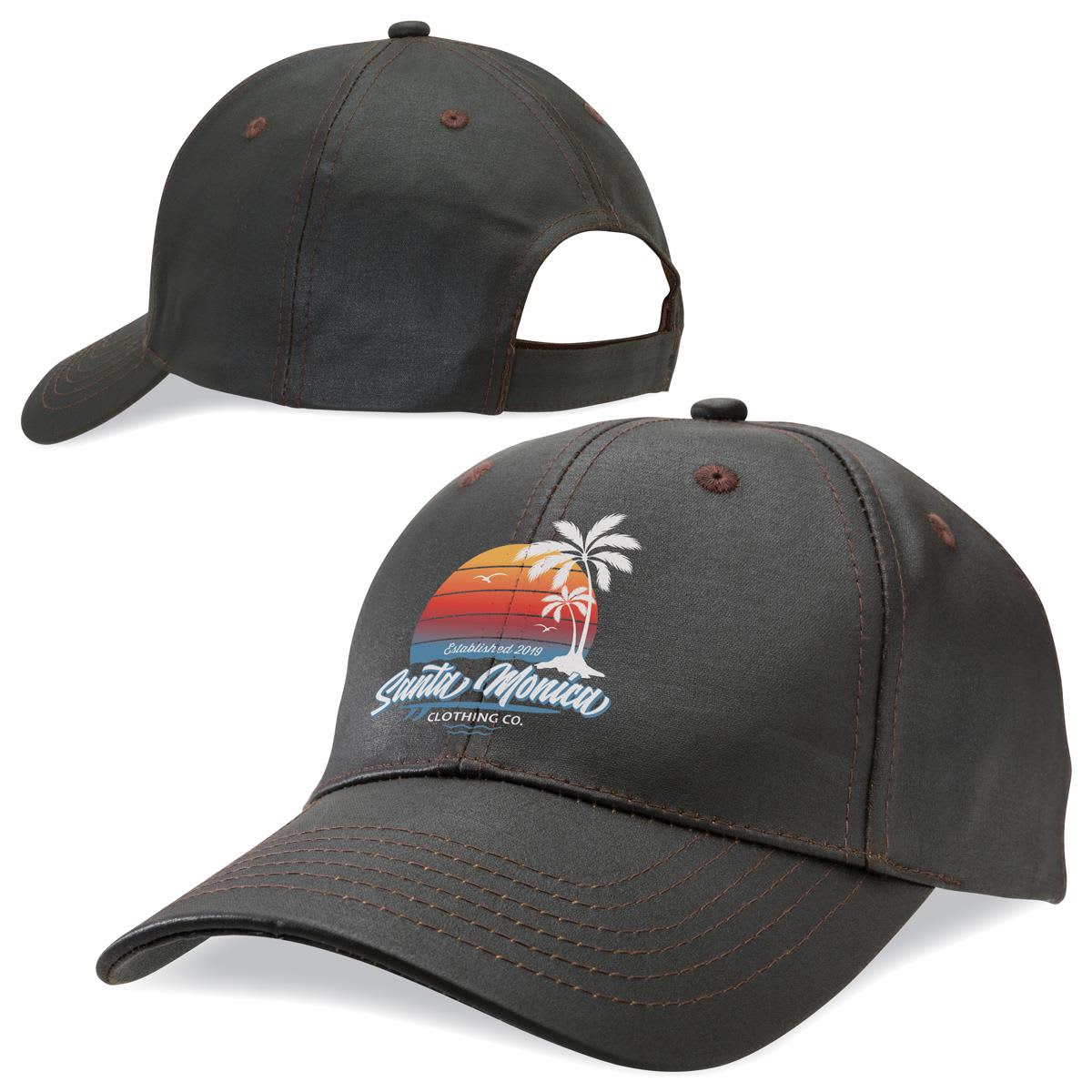 A dark brown cap with a logo, featuring an adjustable back and a curved brim. Rigger - Oilskin look - Image 1