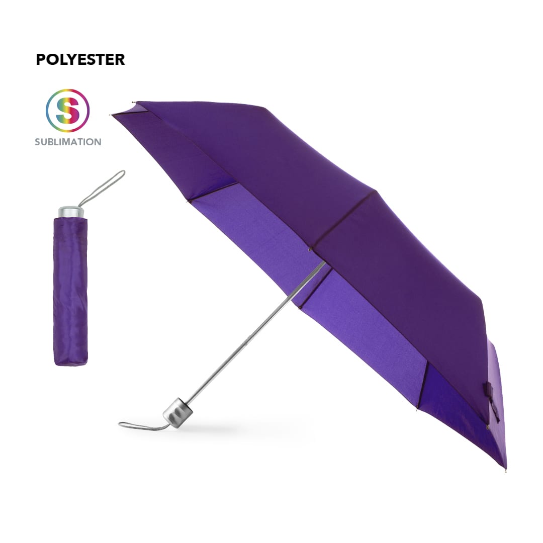 A purple umbrella with a matching carrying sleeve, featuring a sleek design and a metallic handle. Ziant Umbrella - Image 1