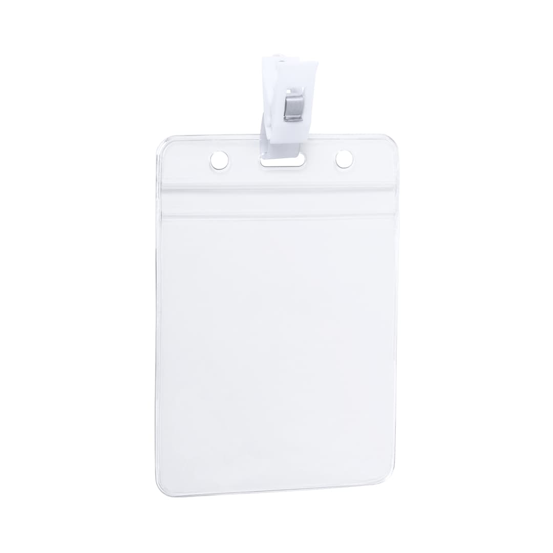 A clear plastic name badge holder with a clip at the top, suitable for exhibitions and events. Solip Id Badge - Image 1