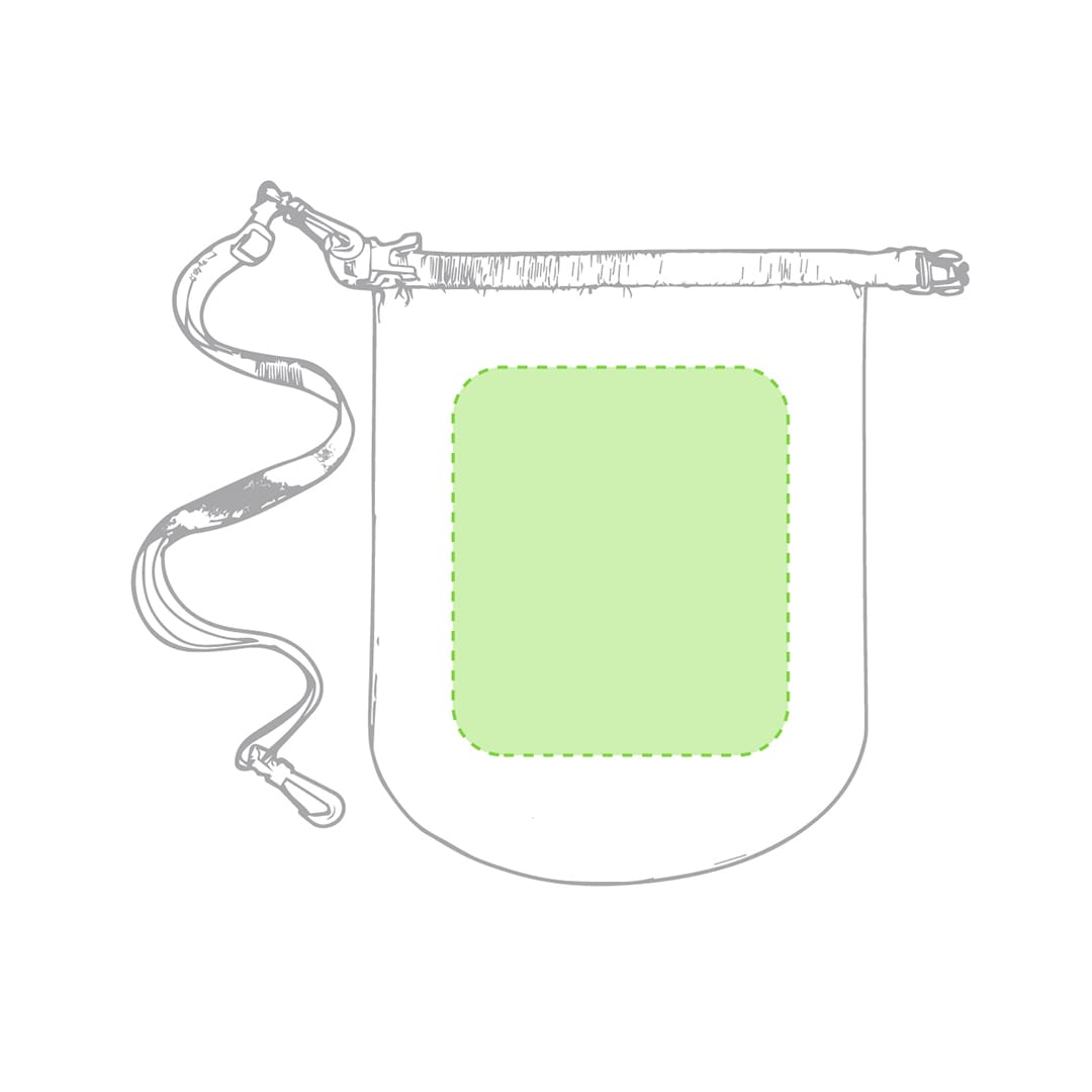 A green dry bag with a simple design and a strap, featuring a logo on the front. Tinsul Bag - Image 1