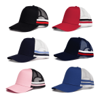 Odyssey 5 Panel Cotton Cap with Striped Mesh Sides