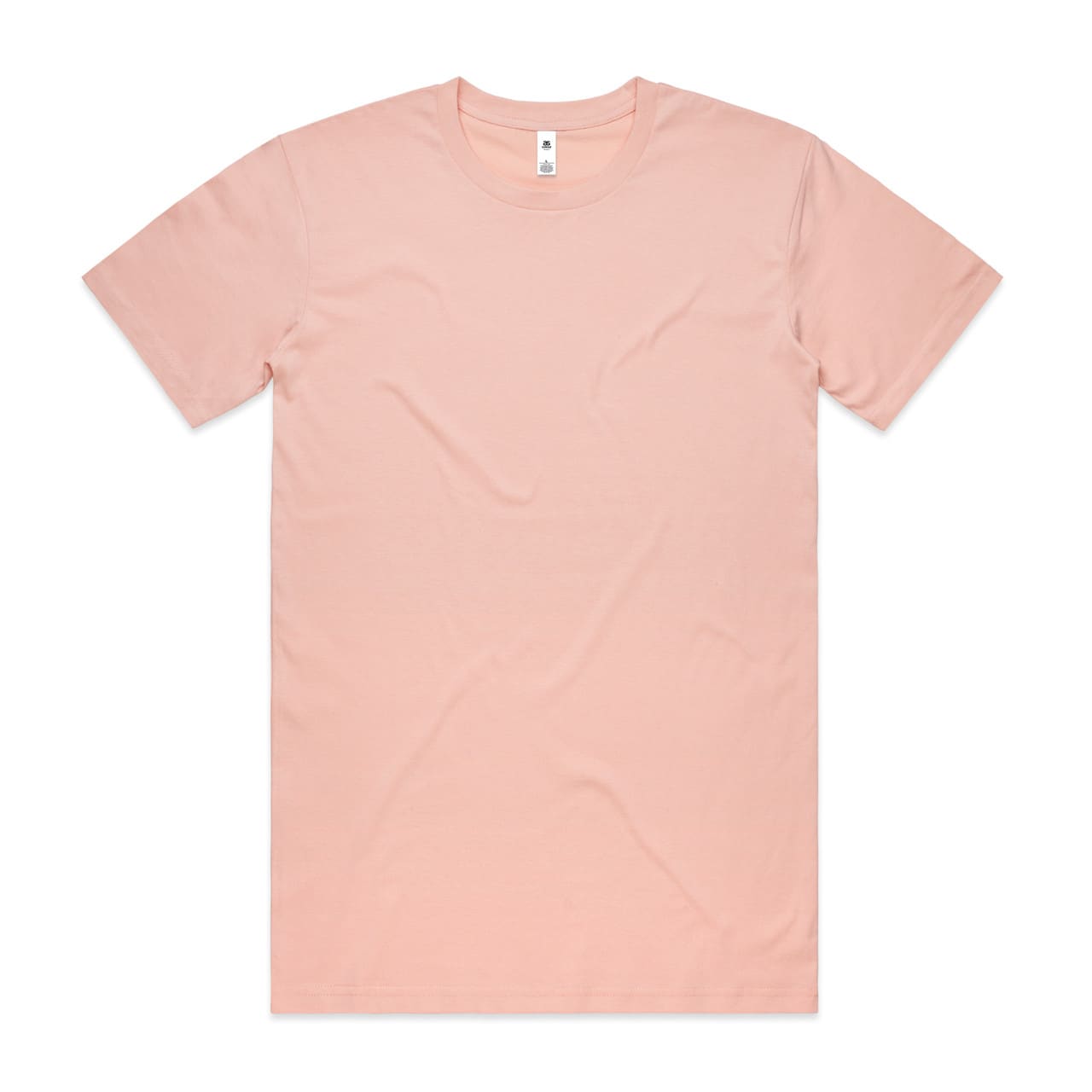 A light peach t-shirt with a crew neck and short sleeves, featuring a logo at the neck label. Basic Tee - Image 1