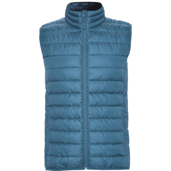 A padded vest in a rich blue colour with a zip closure and high collar. Features include a sleek design and a logo. Oslo Padded Vest - Image 1