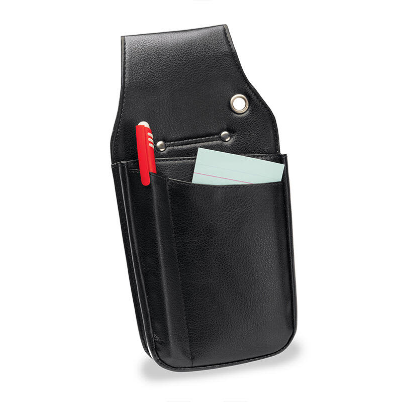A black pouch wallet with compartments for a pen and cards, featuring a stylish design and a snap button. Pouch Wallet (Pen) - Image 1