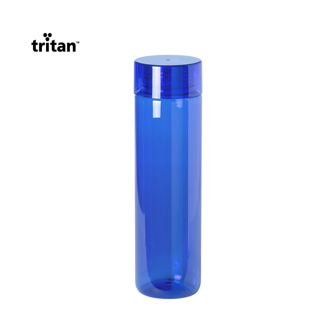 A drink bottle in a vibrant blue colour, featuring a sleek, tall design and a logo at the top. Lobrok Bottle - Image 1