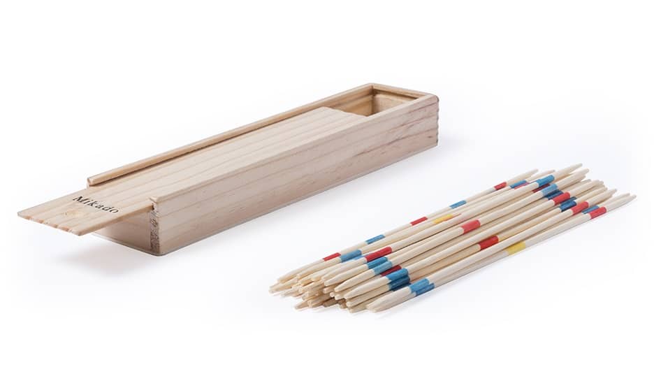 A set of wooden Mikado sticks in various colours, packaged in a slim wooden box. Mikado - Image 1