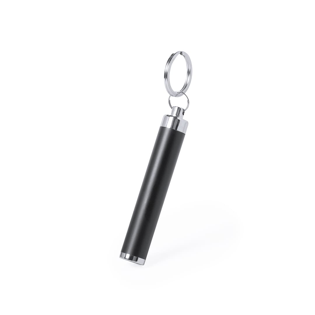 A black torch with a sleek design, featuring a keyring attachment and a shiny chrome end. Bimox Torch - Image 1