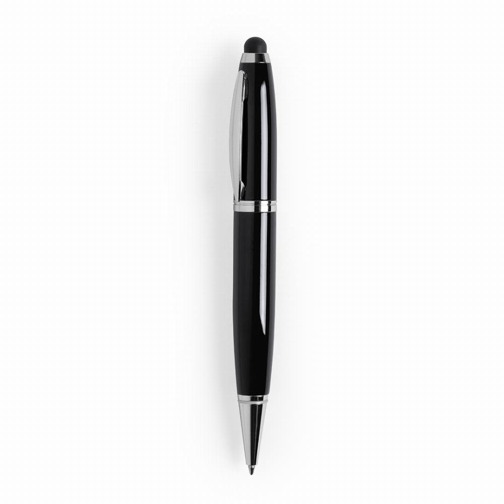 A sleek black pen with a silver trim and a stylus tip, featuring a simple design and a logo. Sivart 16GB - Image 1