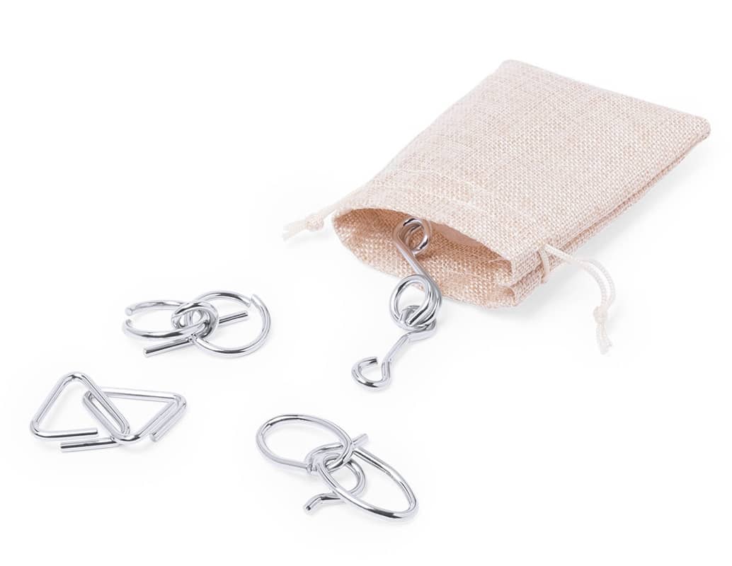 A fabric pouch containing various metal clips and hooks in silver. Facon - Image 1