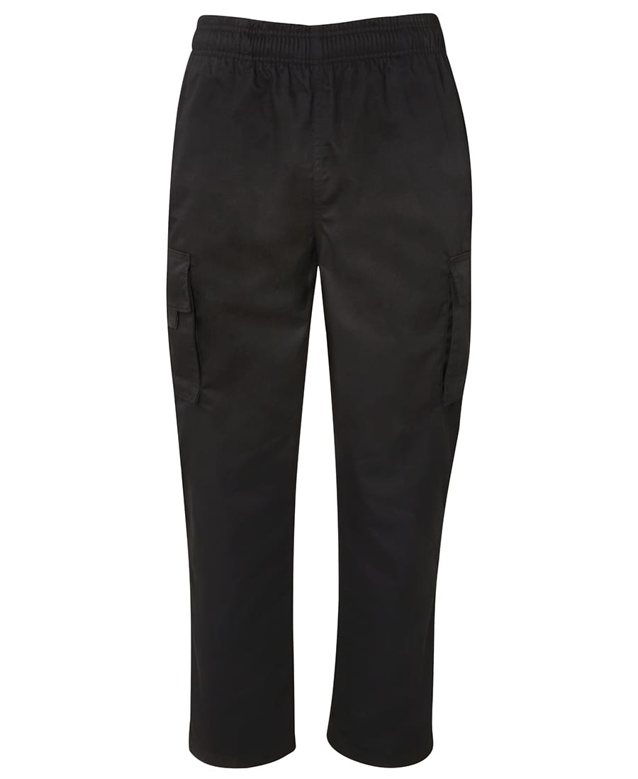 Elasticated cargo pants in black featuring side pockets. Designed for comfort with an elastic waistband. JB's Elasticated Cargo Pant - Image 1
