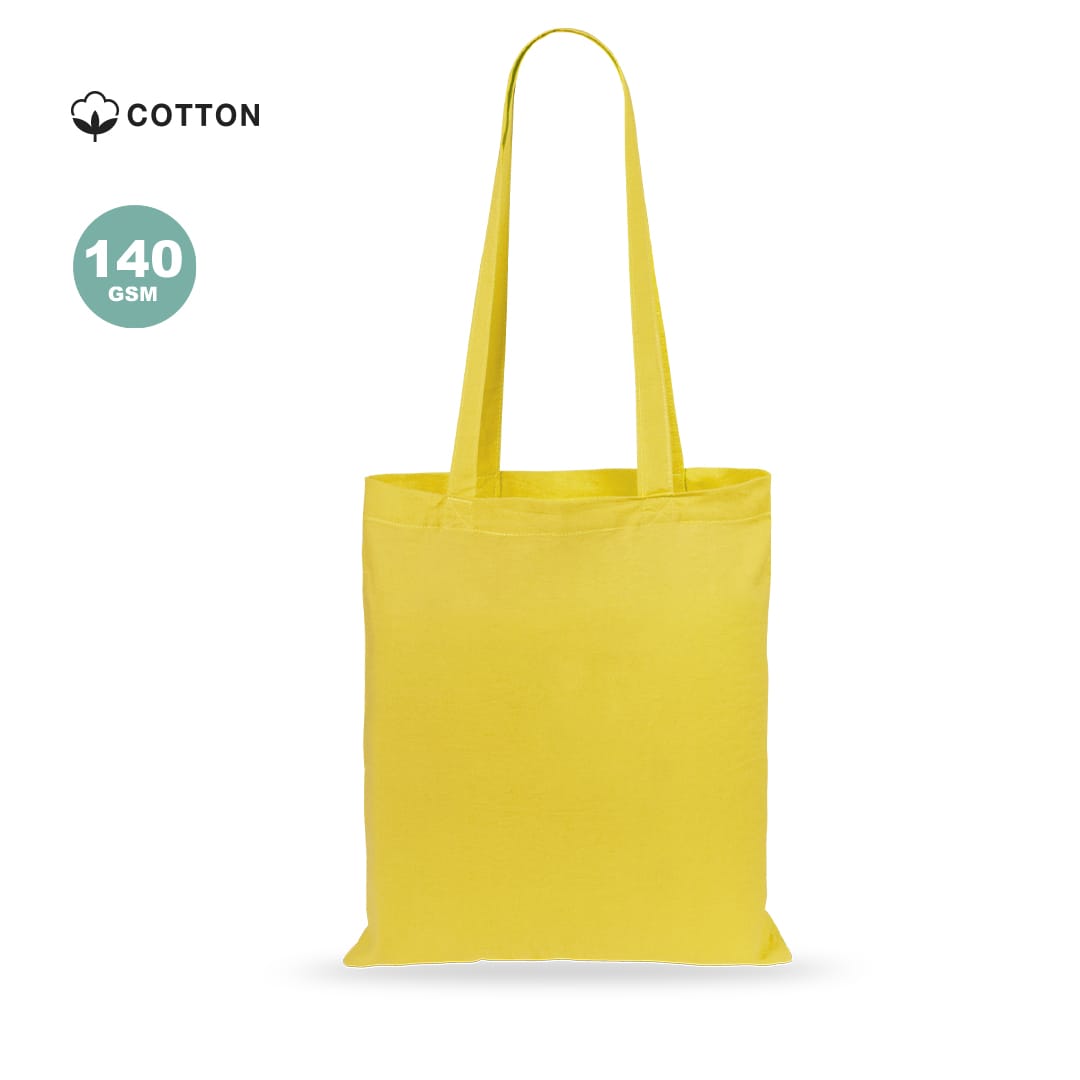 A yellow cotton tote bag with long handles and a simple design. It features a branding logo. Turkal Bag - Image 1