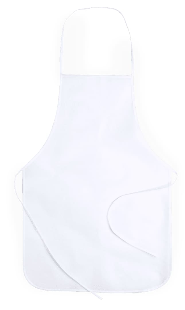 A white sublimation apron featuring a front pocket and adjustable ties, suitable for workwear. Salmux Sublimation Apron - Image 1