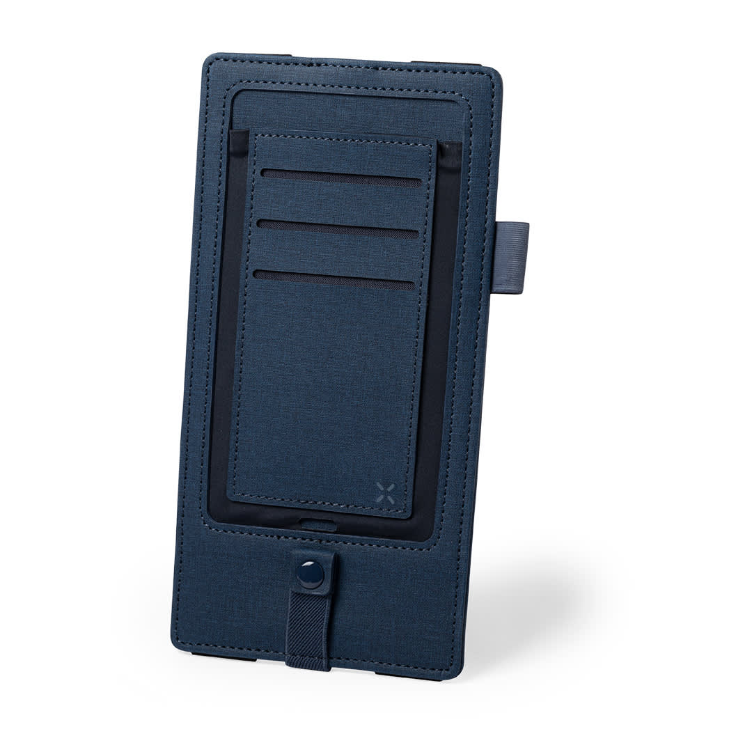 A navy blue Merson Charger Organizer with card slots and a secure flap. It includes a logo on the surface. Merson Charger Organizer - Image 1