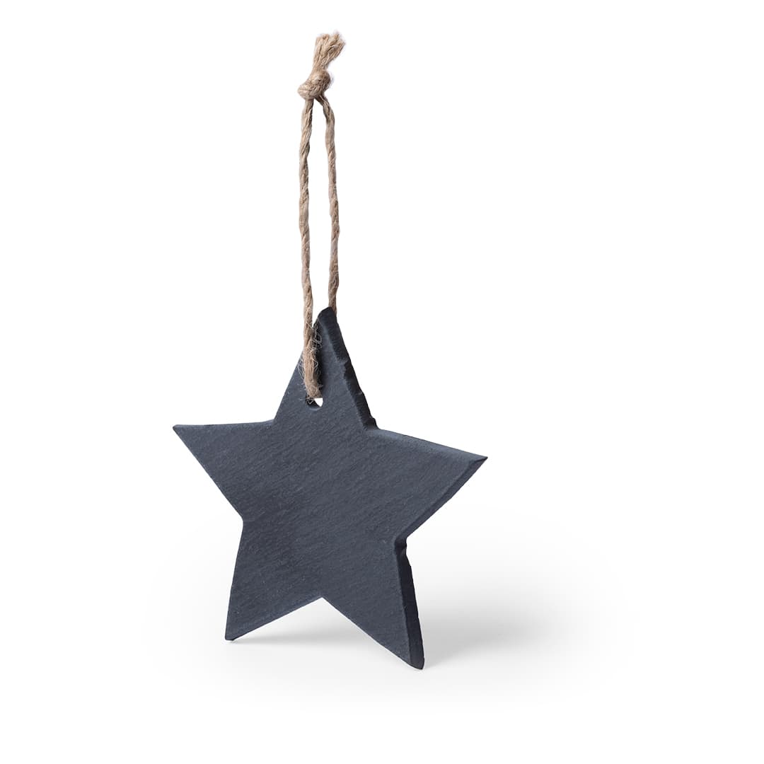 A dark blue star-shaped decoration with a natural twine hanger. Ideal for festive displays and novelty items. Vondix Christmas Decoration - Image 1