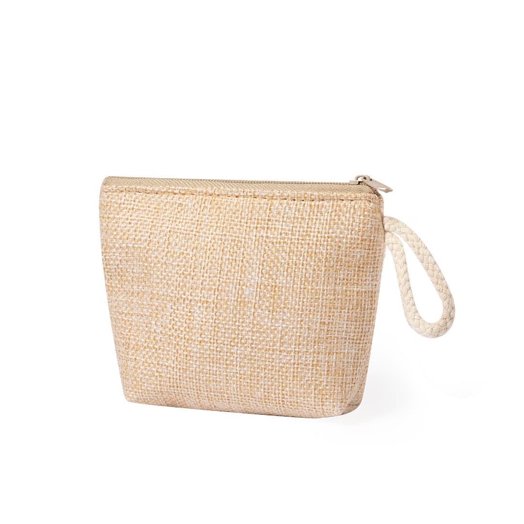 A cream-coloured purse with a textured finish and a zip closure, featuring a small rope handle. Narse Purse - Image 1