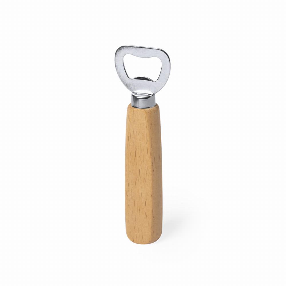 A bottle opener with a wooden handle and a metal opening mechanism, showcasing a simple and functional design. Nacul - Image 1