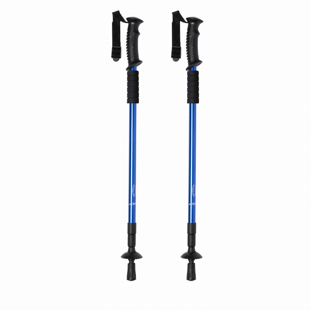 A pair of blue trekking poles with black grips and straps, featuring adjustable lengths and rubber tips. Brulen - Image 1