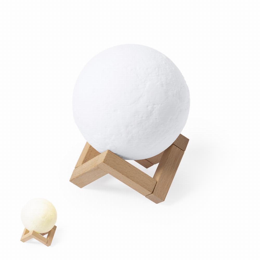 A white globe sits on a wooden stand, showcasing a smooth surface and minimalist design. Yois - Image 1