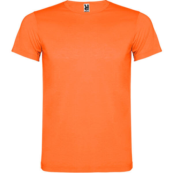 An orange Akita T-Shirt with a round neckline and short sleeves, featuring a logo on the label. Akita T-Shirt - Image 1