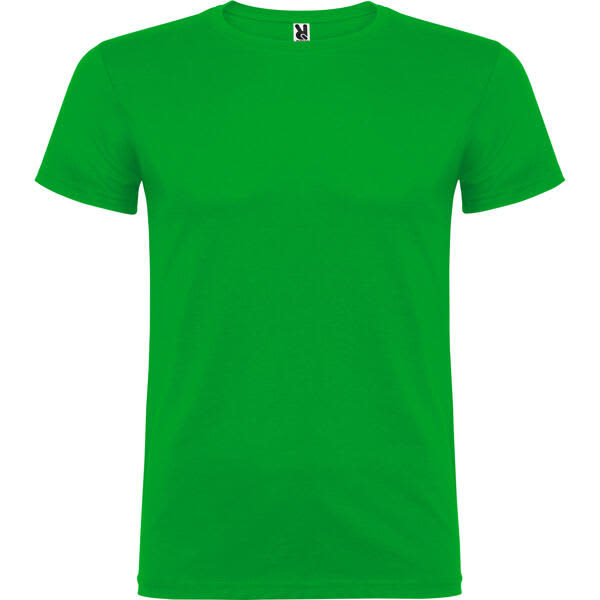 A green T-shirt with a crew neck and short sleeves, featuring a logo on the neckline. Beagle T-Shirt (Youth) - Image 1
