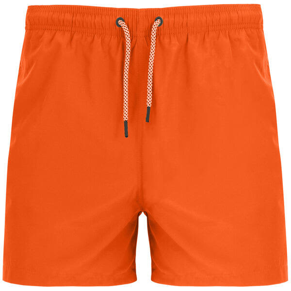 Orange swimming shorts with a drawstring waist and a simple design. Features a branded logo. Balos Swimming Shorts - Image 1
