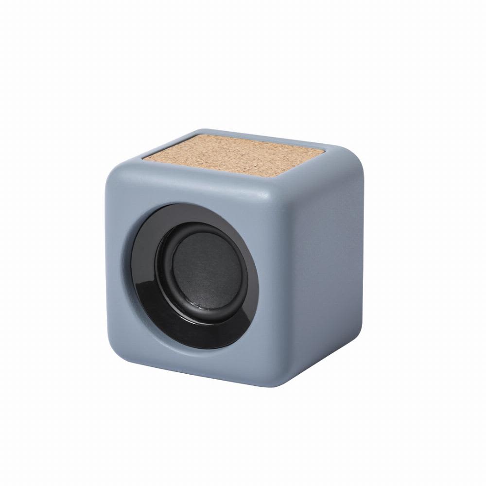 A grey speaker with a cork top and a black speaker grille, featuring a modern cubic design. Seynol - Image 1
