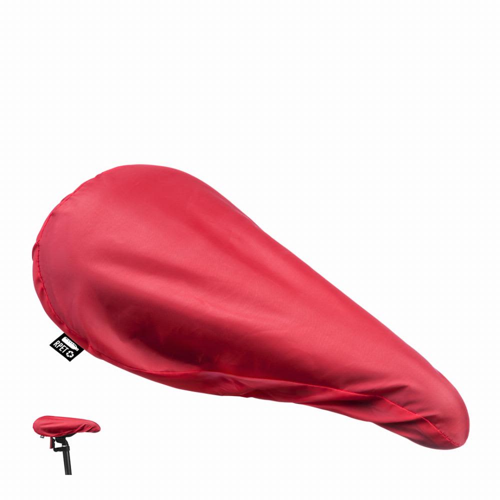 A bike seat cover in bright red, with a smooth surface and an elastic opening for secure fitting. Mapol - Image 1