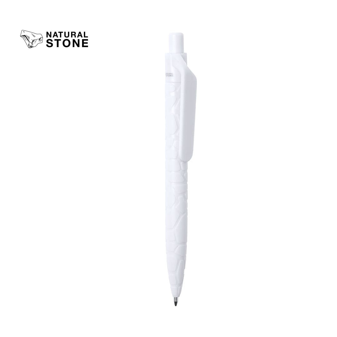 A white pen with a textured design and a clip. The pen features a logo at the top. Zircon Pen - Image 1