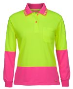 JB's Ladies Hv L/S Comfort Polo Lime/Navy