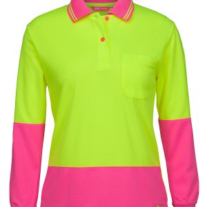 JB's Ladies Hv L/S Comfort Polo Lime/Navy