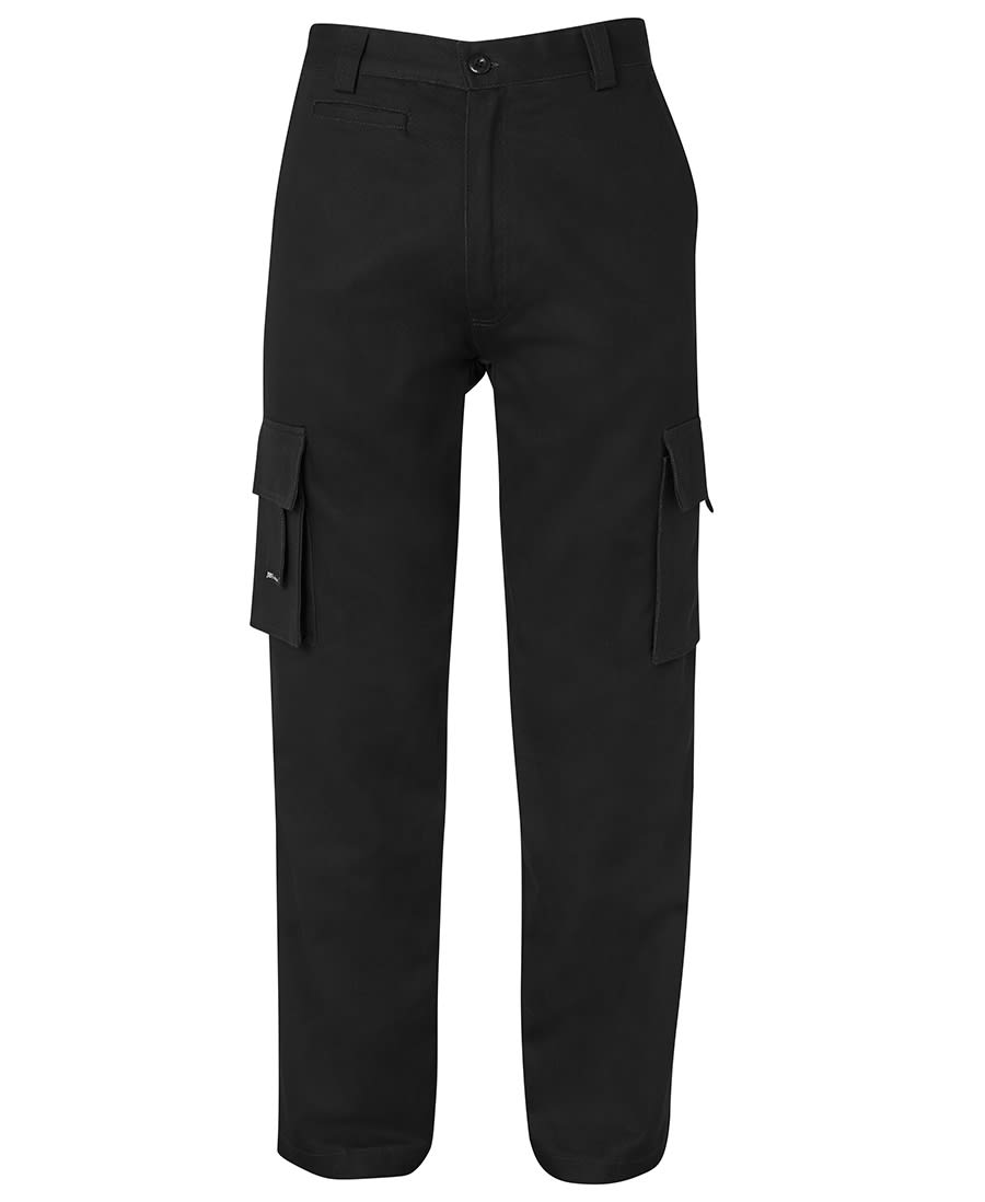 Black cargo pants featuring multiple pockets and a classic fit, with a logo on one of the pockets. JB's M/Rised Multi Pkt Pant - Image 1