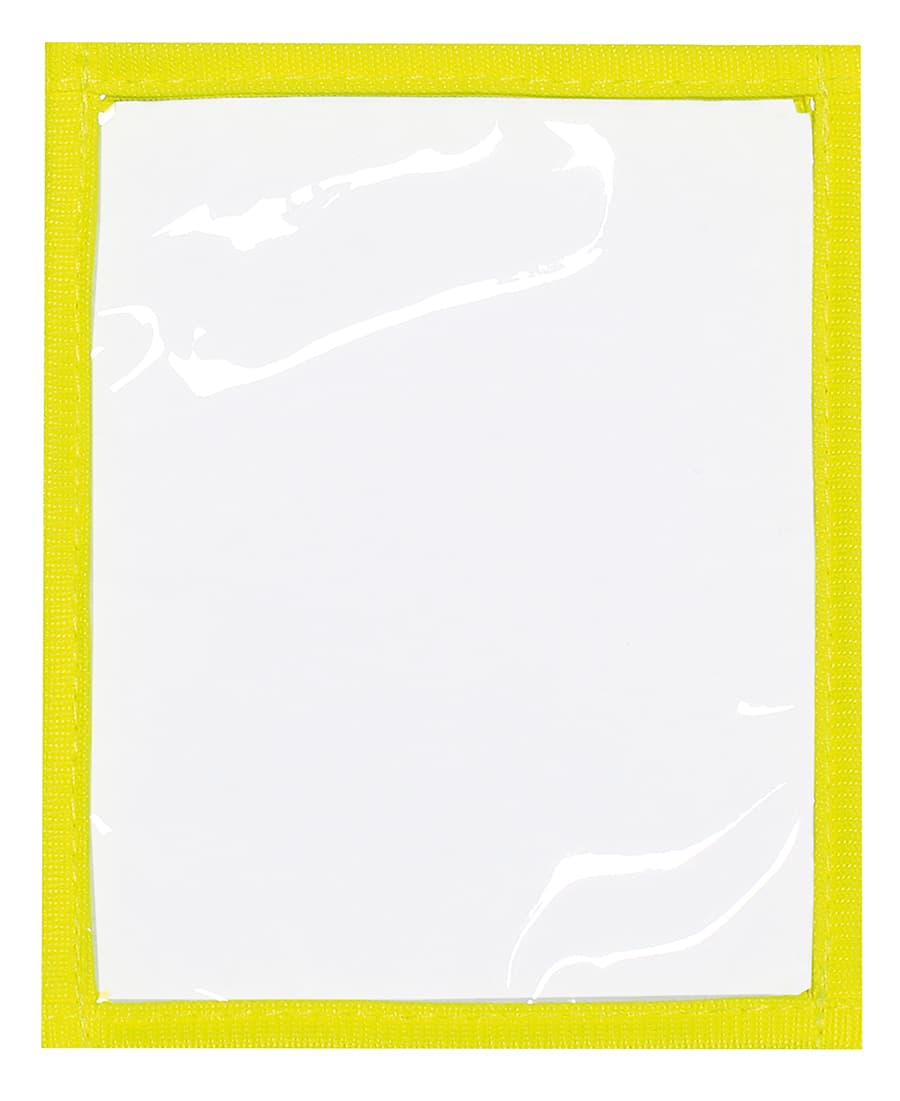 A transparent plastic pocket with a bright yellow border, suitable for holding documents. JB's Loose Plastic Pocket (25 Pk) - Image 1