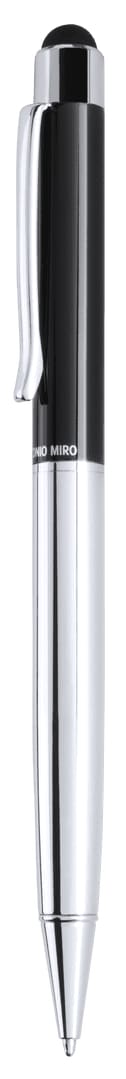 A black and silver Yago Stylus Touch Ball Pen with a shiny finish and a clip for easy attachment. Yago Stylus Touch Ball Pen - Image 1