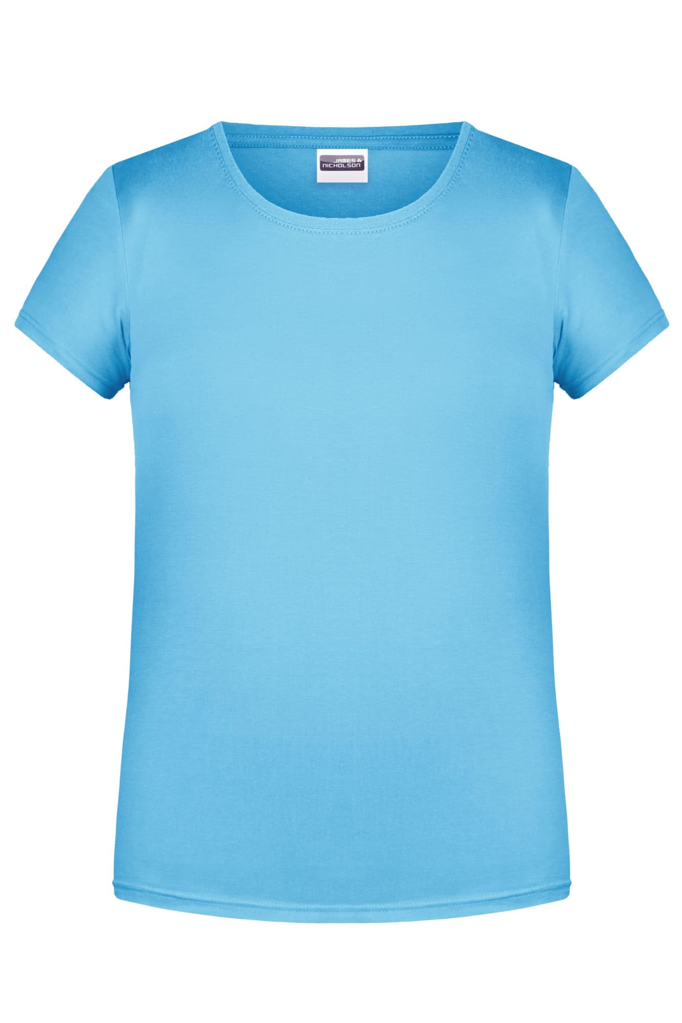 A light blue t-shirt with a round neckline and short sleeves. It features a logo on the label. Girls Basic-T - Image 1