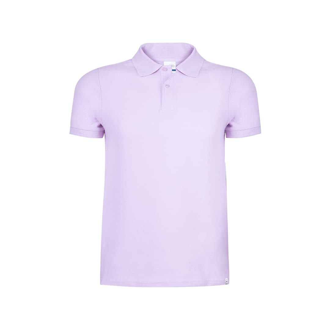 A lilac adult polo shirt with a collar and buttons, featuring a branded logo. Ment Adult Polo Shirt - Image 1