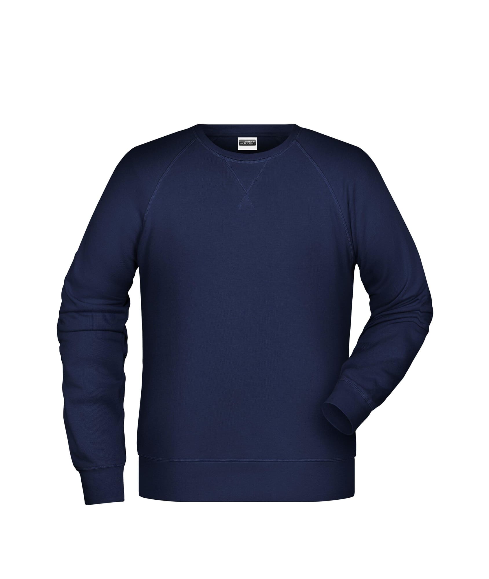A navy blue men's jumper with a round neck and long sleeves, featuring a logo on the front. Mens Sweat - Image 1