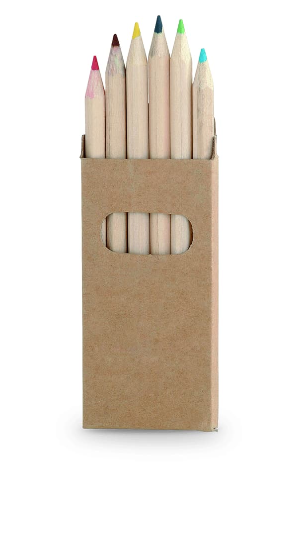 A pencil set in a cardboard box featuring eight colourful grey-lead pencils. Girls Pencil Set - Image 1
