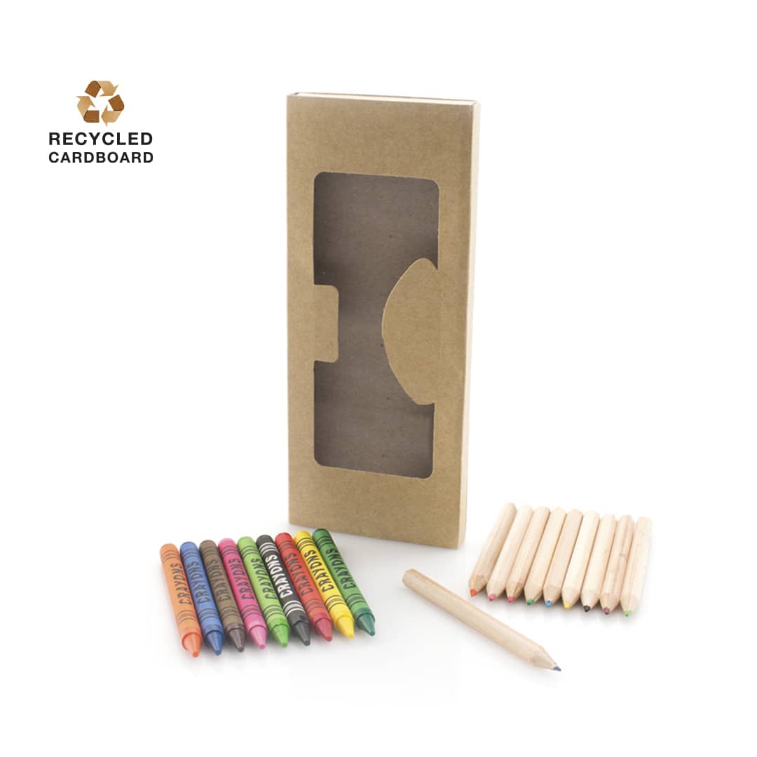 A box of coloured pencils in assorted colours, with a cardboard casing and a window, alongside a plain wooden pencil. Aladín Set - Image 1