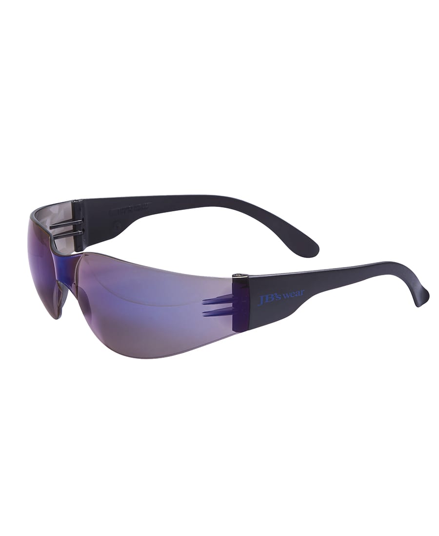 A pair of purple-tinted sunglasses with a sleek black frame, featuring a logo on the side. JB's Eye Saver Spec 1337.1 (12 Pk) - Image 1