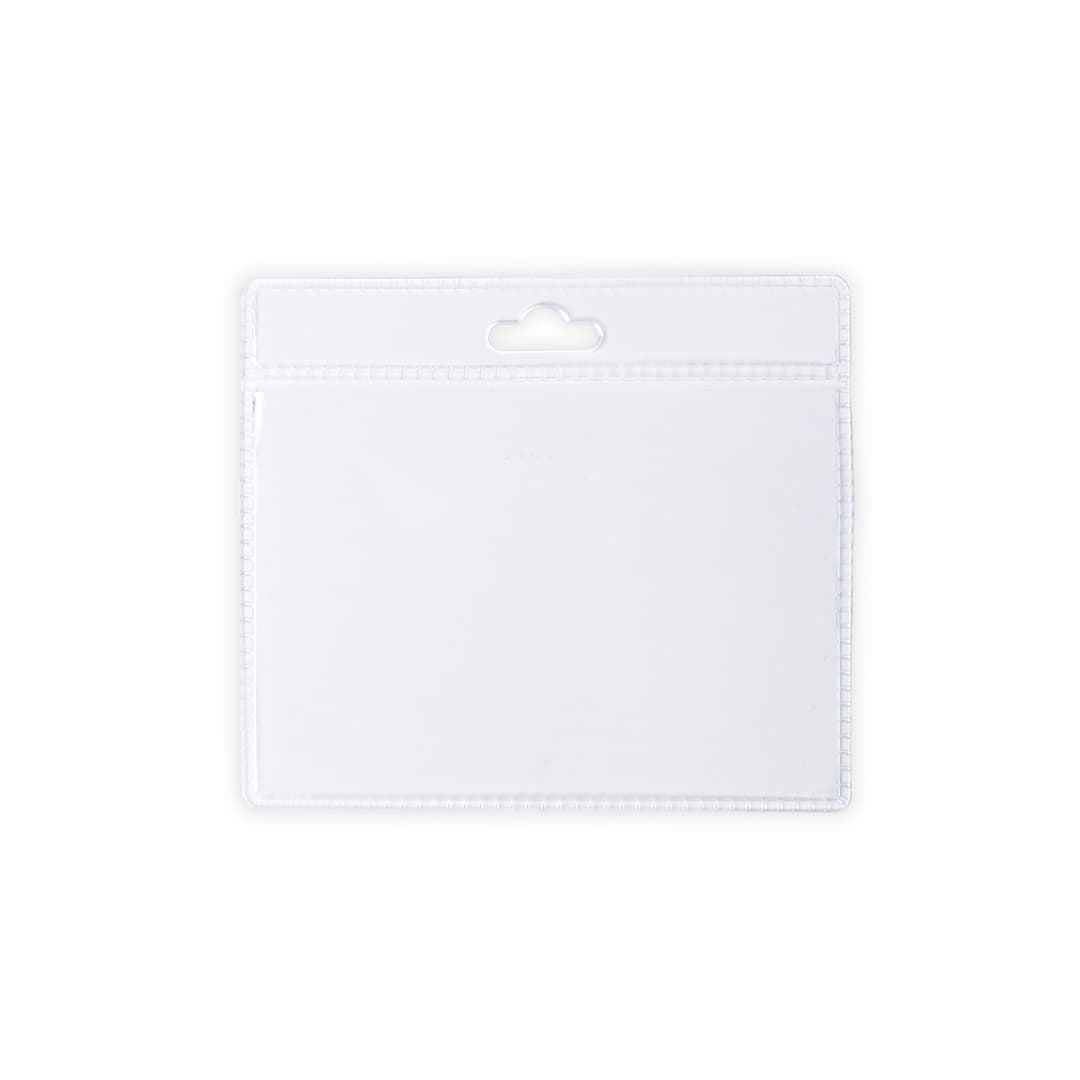 A transparent white ID badge holder with a top hang hole, suitable for exhibitions and events. Ifem Id Badge - Image 1