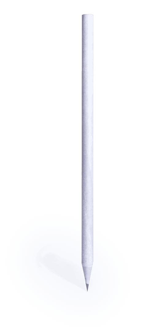 A grey lead pencil with a sleek, white design, standing upright against a plain background. Tundra Pencil - Image 1