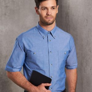 Mens w/f chambray shirt S/S