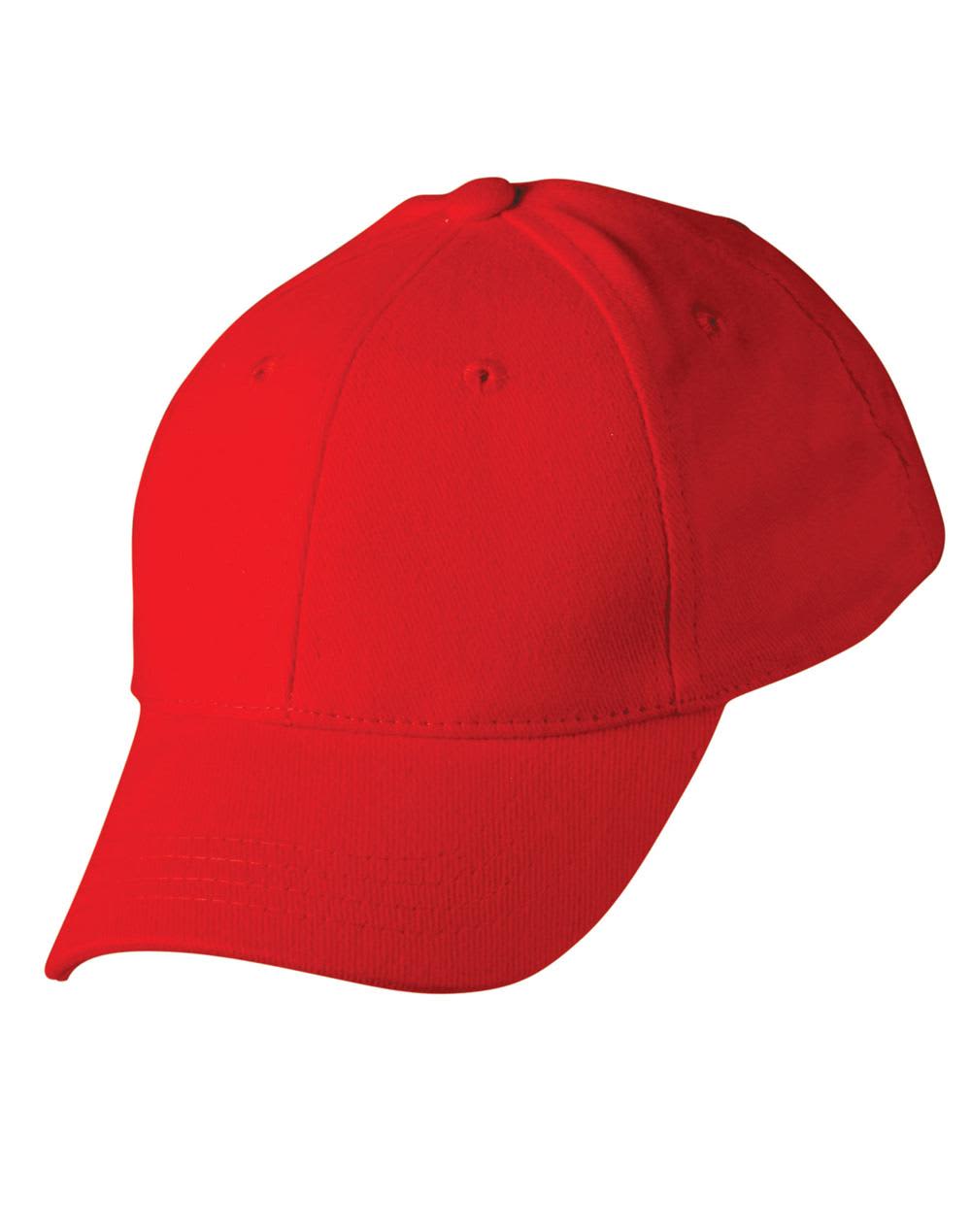 A red brushed cotton cap with a structured crown and curved brim, featuring a branding logo. Kids brushed cotton cap - Image 1